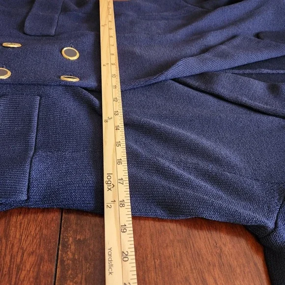 St. John Navy Blue Blazer with Gold Buttons - Picture 14 of 15